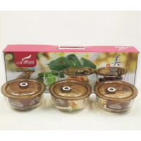Glass Bowl with Lid, Set of 3